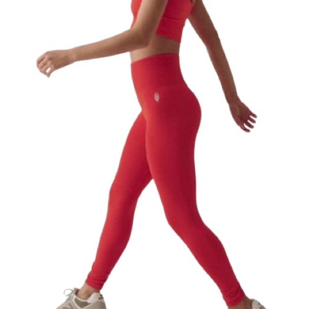 NWOT Free People Movement Good Karma Red Orange Leggings Size M/L